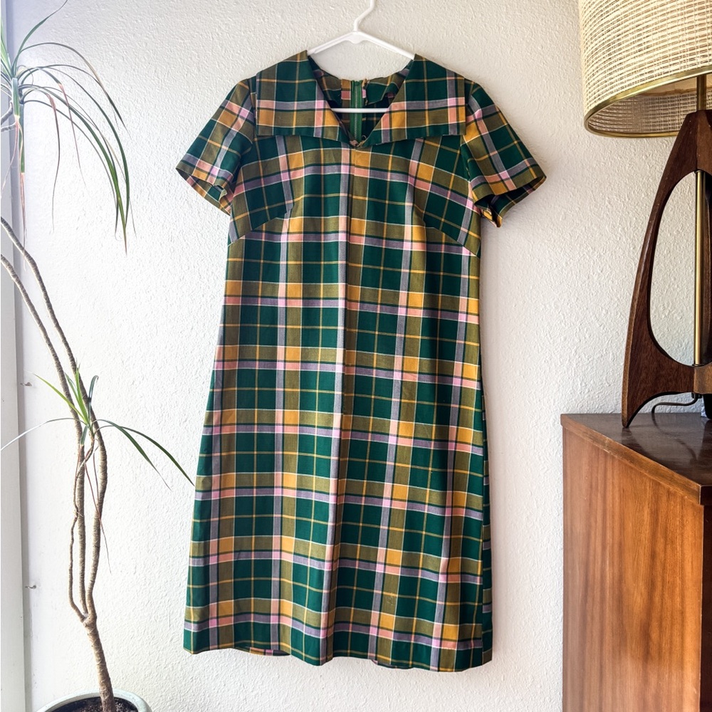 Plaid Green and Yellow Women's Dress